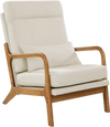 VEVOR Accent Chair, High Back Mid Century Modern Armchair with Solid Wood Frame and Non-Slip Legs, Upholstered Leisure Chair with Linen Fabric and 5.3 in Thickened Cushion, for Living Room, Bedroom