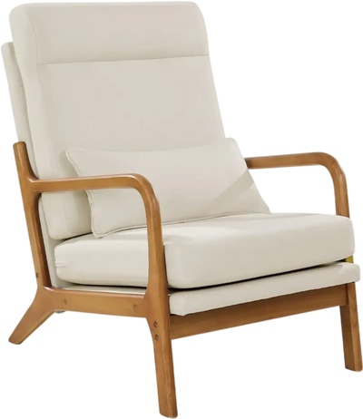 Vevor Accent Chair Mid-Century Modern High Back Linen Fabric Armchair New
