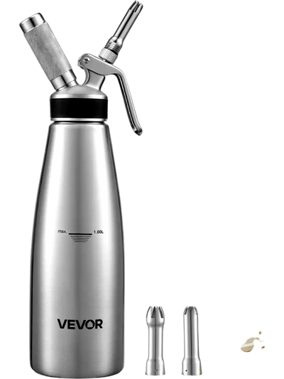 Vevor Whipped Cream Dispenser Professional 1 L Stainless Steel Leak-Free Cream Whipper New