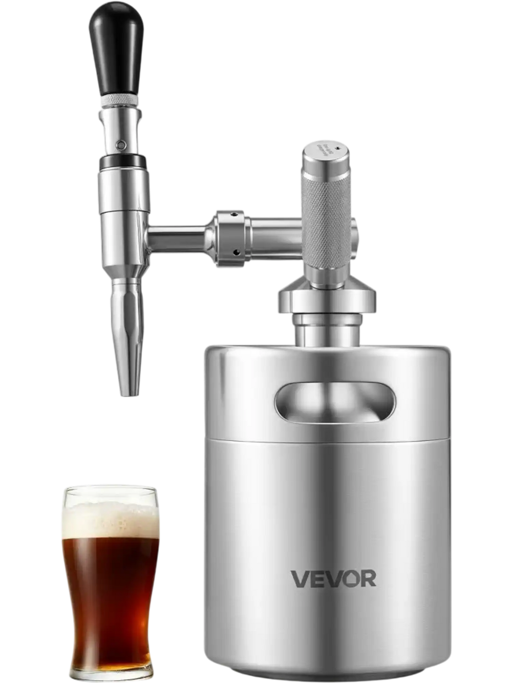VEVOR Nitro Cold Brew Coffee Maker 68 oz Nitrogen Dispenser System, Home Brew Coffee Keg, Portable Nitrogen Infuser with Dispenser and Pressure Relieving Valve, Gift for Coffee Lovers