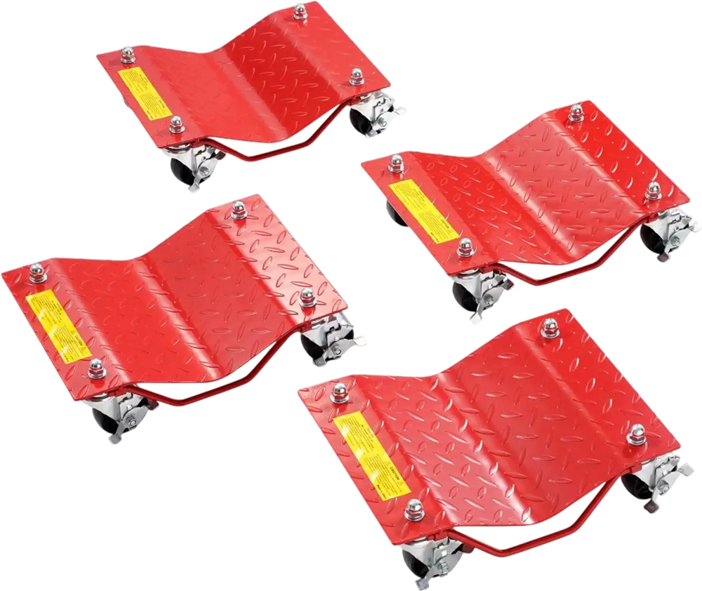 VEVOR Wheel Dolly, 8000 lbs Capacity Heavy-Duty Steel Car Mover, Wheel Dolly Car Tire Stake Set with Brakes, Vehicle Moving Cart Moving Cars, Trucks, Trailers, Motorcycles, and Boats, Set of 4, Red