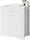 VEVOR Changing Table Dresser, Baby Diaper Change Station with 3 Drawers, Multi-Functional Modern Changing Table Dresser with Storage Organizer Nursery for Children's Room, White