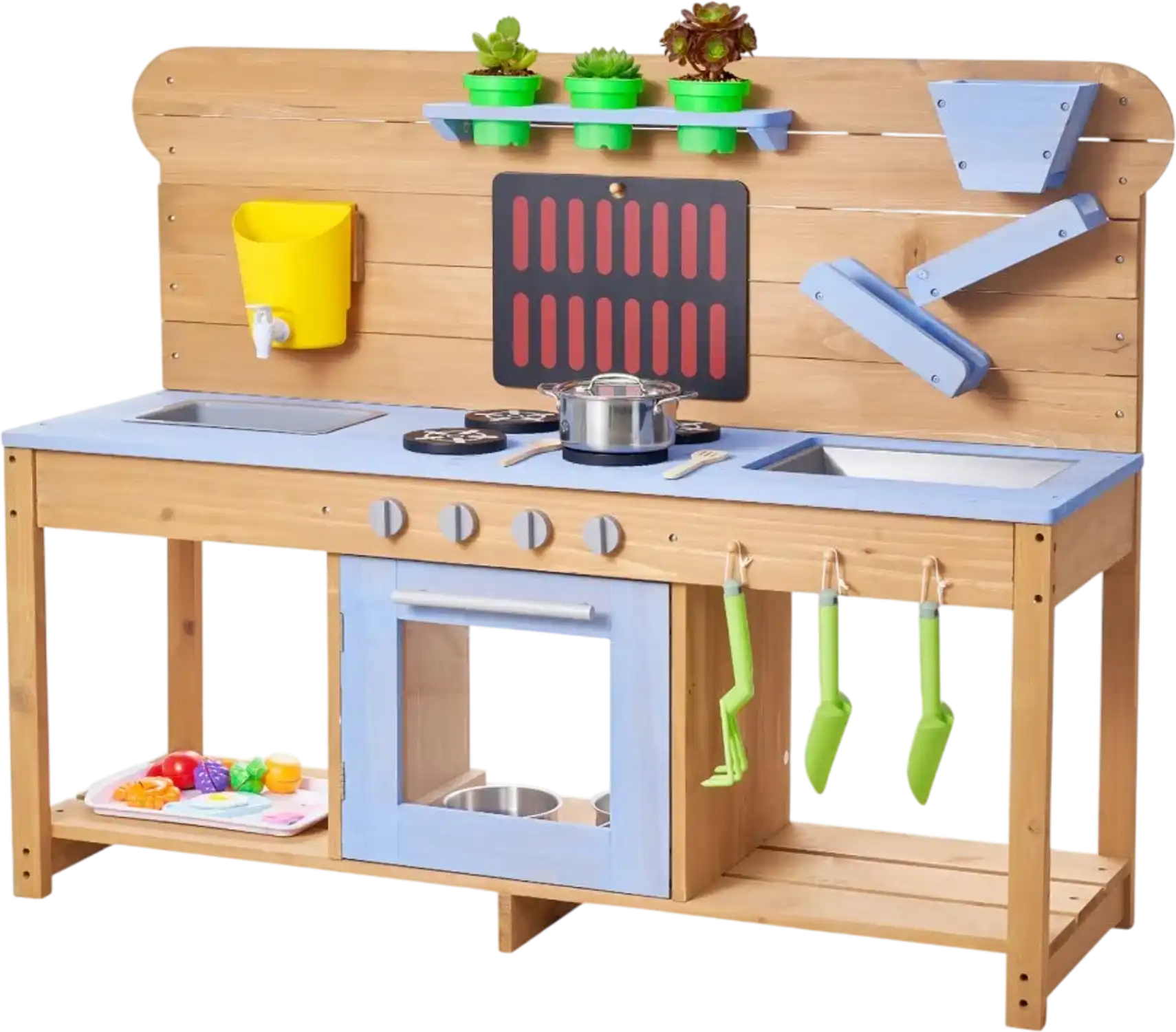 Vevor Mud Kitchen Outdoor Kids Wood Play Kitchen with Double Sinks & Accessories New