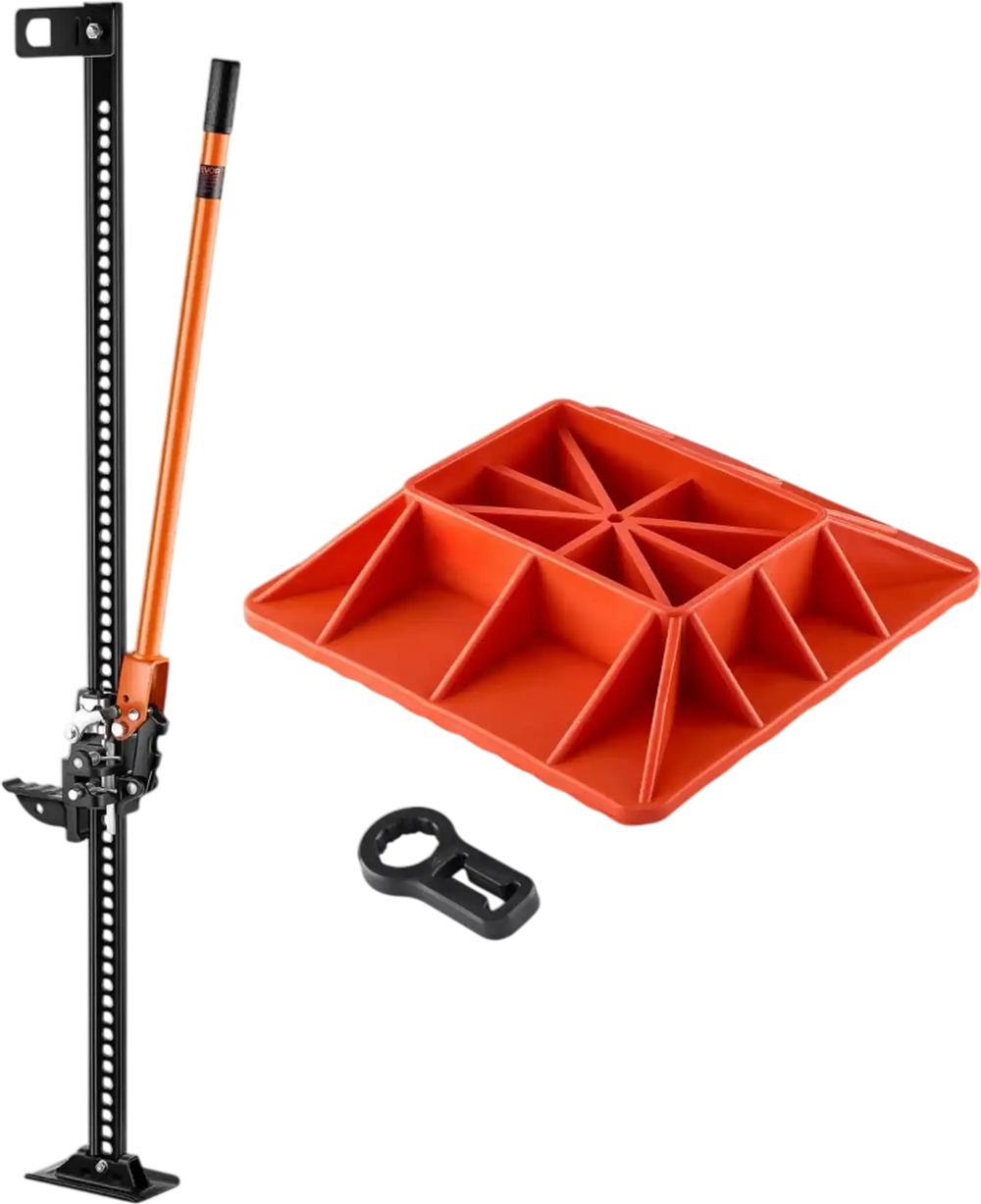 VEVOR Farm Jack with Base, 60" Utility High Lift Farm Jack, 3.18 Ton (7,000 lbs) Capacity Ratcheting Off Road Utility Jacks, Heavy-Duty Lift Jacks with 5.12"-54.33" Lifting Range for Tractor, Truck, SUV