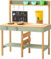 VEVOR Mud Kitchen for Kids, Wooden Toy Play Kitchen Set, Outdoor Toddler Grocery Store Playset, Pretend Play Kitchen with Planter Box, Stoves, Tank, Faucet, Blackboard, Cookware Pots and Accessories