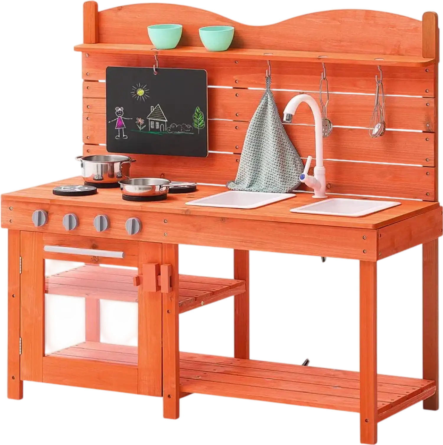 Vevor Mud Kitchen Outdoor Wooden Play Kitchen Set for Kids New