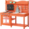 VEVOR Mud Kitchen for Kids, Wooden Toy Play Kitchen Set, Outdoor Toddler Grocery Store Playset for Boys & Girls, Pretend Play Kitchen with Stoves, Sink, Faucet, Blackboard, Cookware Pots, Accessories