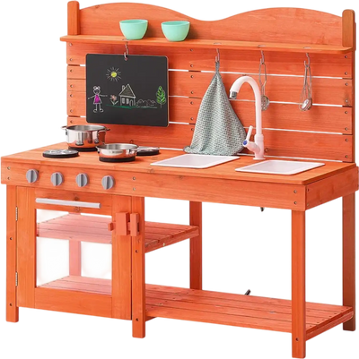 Vevor Mud Kitchen Outdoor Wooden Play Kitchen Set for Kids New