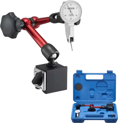 VEVOR Dial Test Indicator with Universal Magnetic Base and Storage Case, 0.0005 inch Accuracy, 0-0.03 inch Range, Micro Ball Handle for Narrow Area Measurement, Industrial Machining & Inspection
