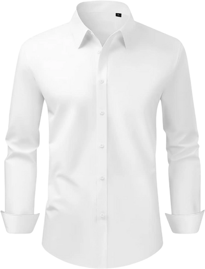 Vevor Button Up Shirt Men's White Long Sleeve Wrinkle-Free Business Casual New