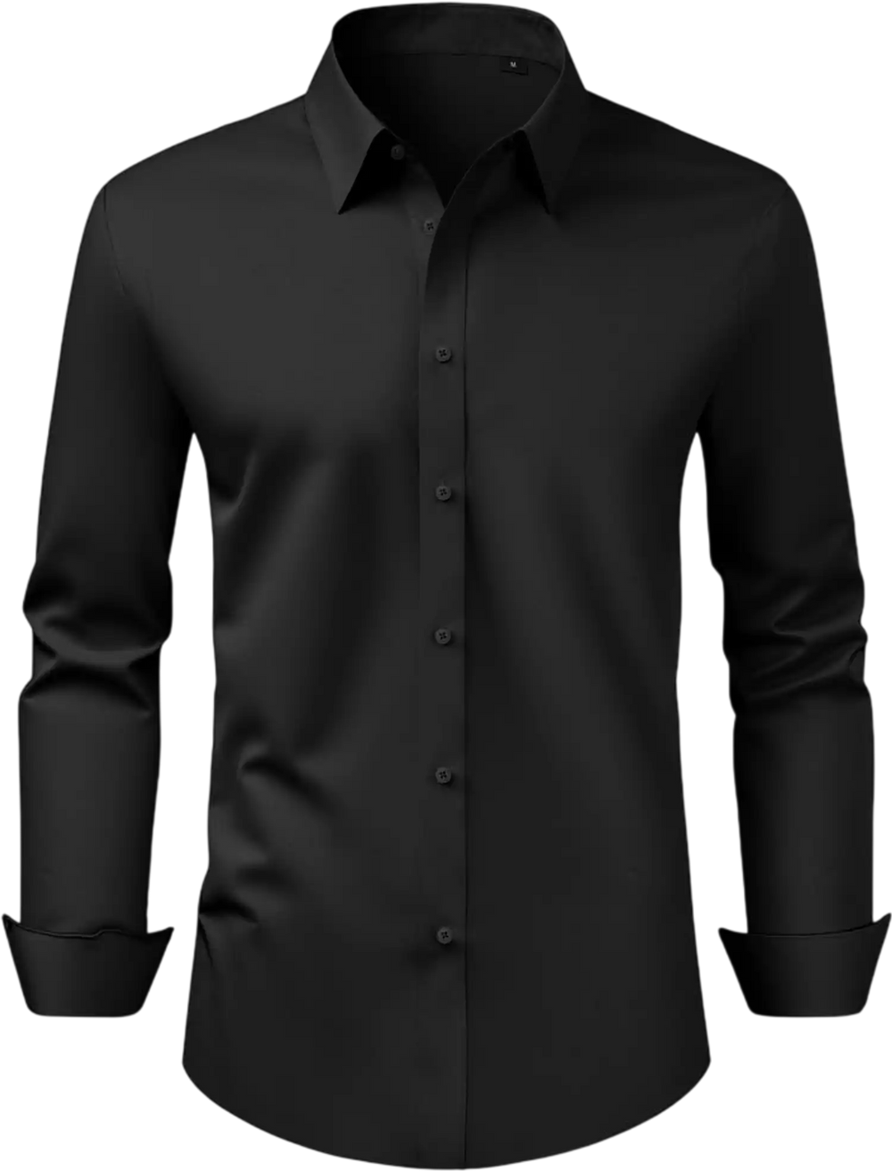 VEVOR Men's Button Up Shirt, Mens Long Sleeve Wrinkle-free Button Down Dress Shirts, Slim Fit Soft Stretch Fabric for Business Casual or Formal, Work, Wedding, Dinner, Black, M Size