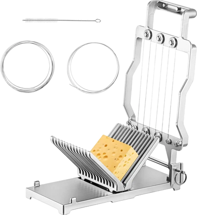 VEVOR Cheese Cutter With Wire 1 cm & 2 cm Cheeser Butter Cutting Blade Replaceable Cheese Slicer Wire, Aluminum Alloy Commercial Cheese Slicer with 304 Stainless Steel Wire Kitchen Cooking Baking Tool