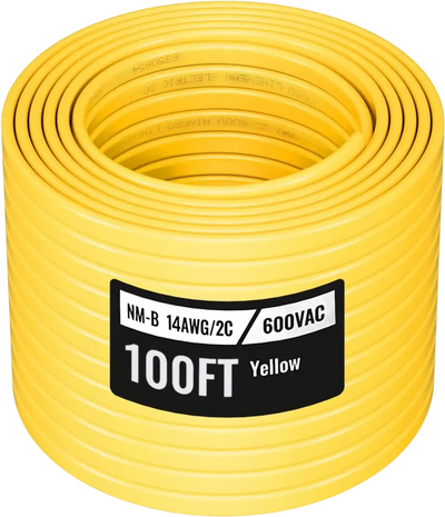 VEVOR NM-B Wire, 14AWG/2C Non-Mettalic Residential Indoor Electrical Wire with Ground, PVC Sheathed High-Purity Copper Core Cable, for Outlets, Switches, Other Loads & Lighting Wiring Project(100 ft)