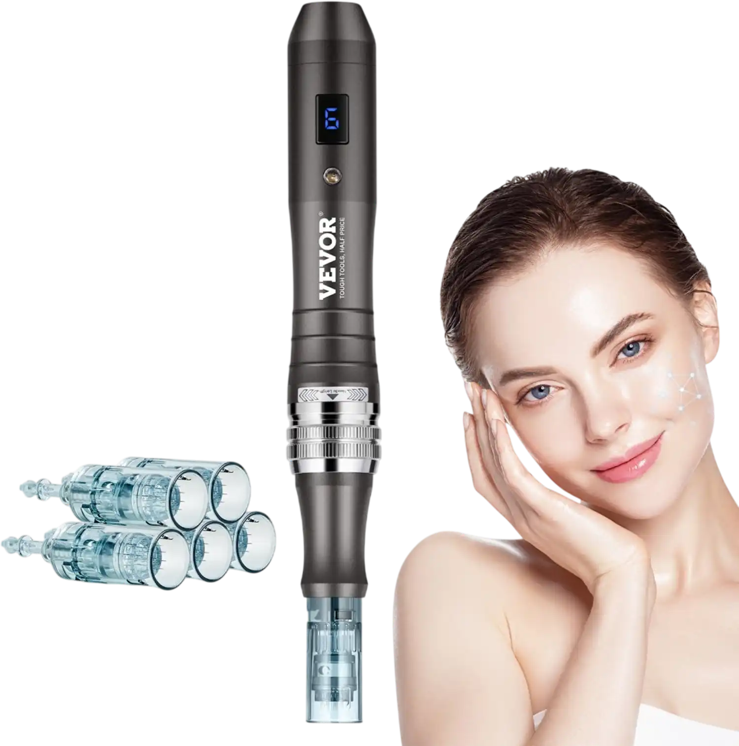 Vevor Microneedling Pen Professional Electric Derma Pen with 5 16-Pin Disposable Cartridges New