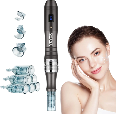 Vevor Microneedling Pen Professional Electric Derma Pen with 6 Disposable Cartridges New