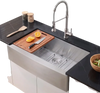 VEVOR 33-inch Kitchen Undermount Single Bowl Sinks, Stainless Steel Drop-In Farmhouse Basin with Accessories, Household Dishwasher Sinks for RV, Prep Kitchen, Laundry Room, Bar