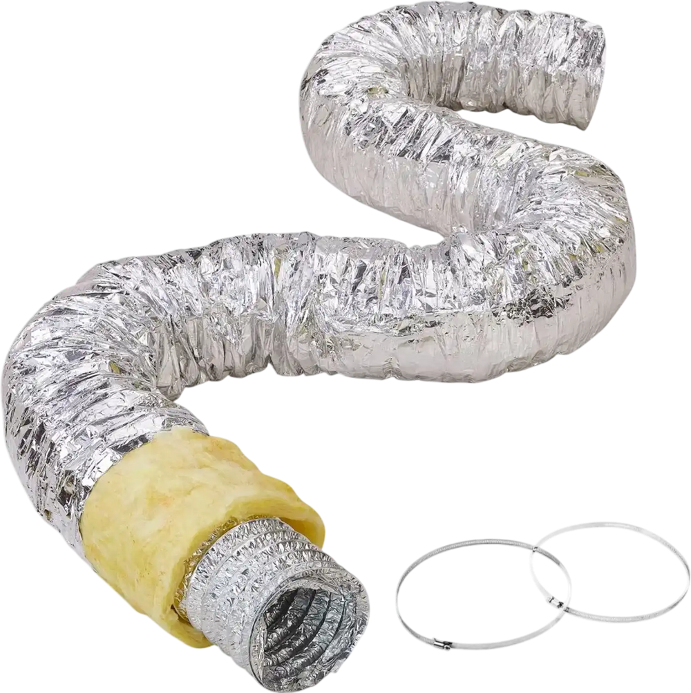 VEVOR Dryer Vent Hose, 6'' Insulated Flexible Duct 25FT Long with 2 Duct Clamps, Heavy-Duty Three Layer Protection for HVAC Heating Cooling Ventilation and Exhaust, R-4.2 Flame Resistance Value