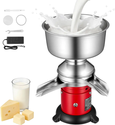 VEVOR Electric Milk Cream Separator, 60L/H Output 10500RPM Milk Cream Centrifugal Separator, 304 Stainless Steel Goat Cow Milk Skimmer Separating Machine with 4.5L Bowl Capacity (40W, 100-240V)