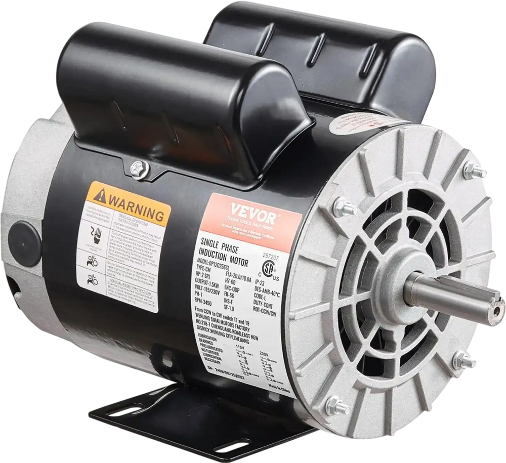 VEVOR 2HP SPL Air Compressor Electric Motor, 115/230V, 20/10 Amps, 56 Frame 3450RPM, 5/8" Keyed Shaft, 1.88" Shaft Length, Single Phase, CCW/CW (Factory Setting is CCW)