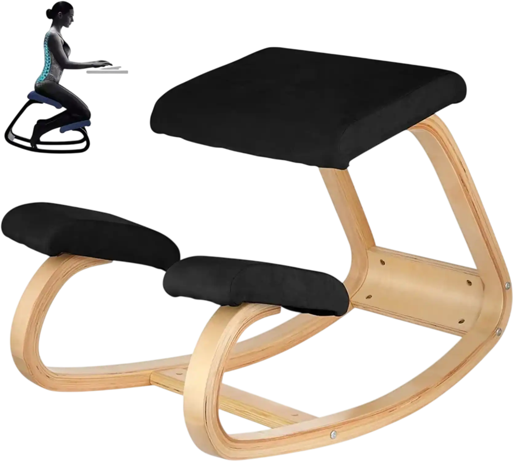 Vevor Kneeling Chair Ergonomic Rocking Posture Stool Black New