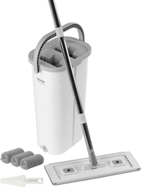 VEVOR Mop and Bucket with Wringer Set, Wet & Dry Use, Flat Mop and Bucket System with 3 Washable Microfiber Pads, Flat Mop with Stainless Steel Handle, Mop Bucket Set for Hardwood Tile Vinyl
