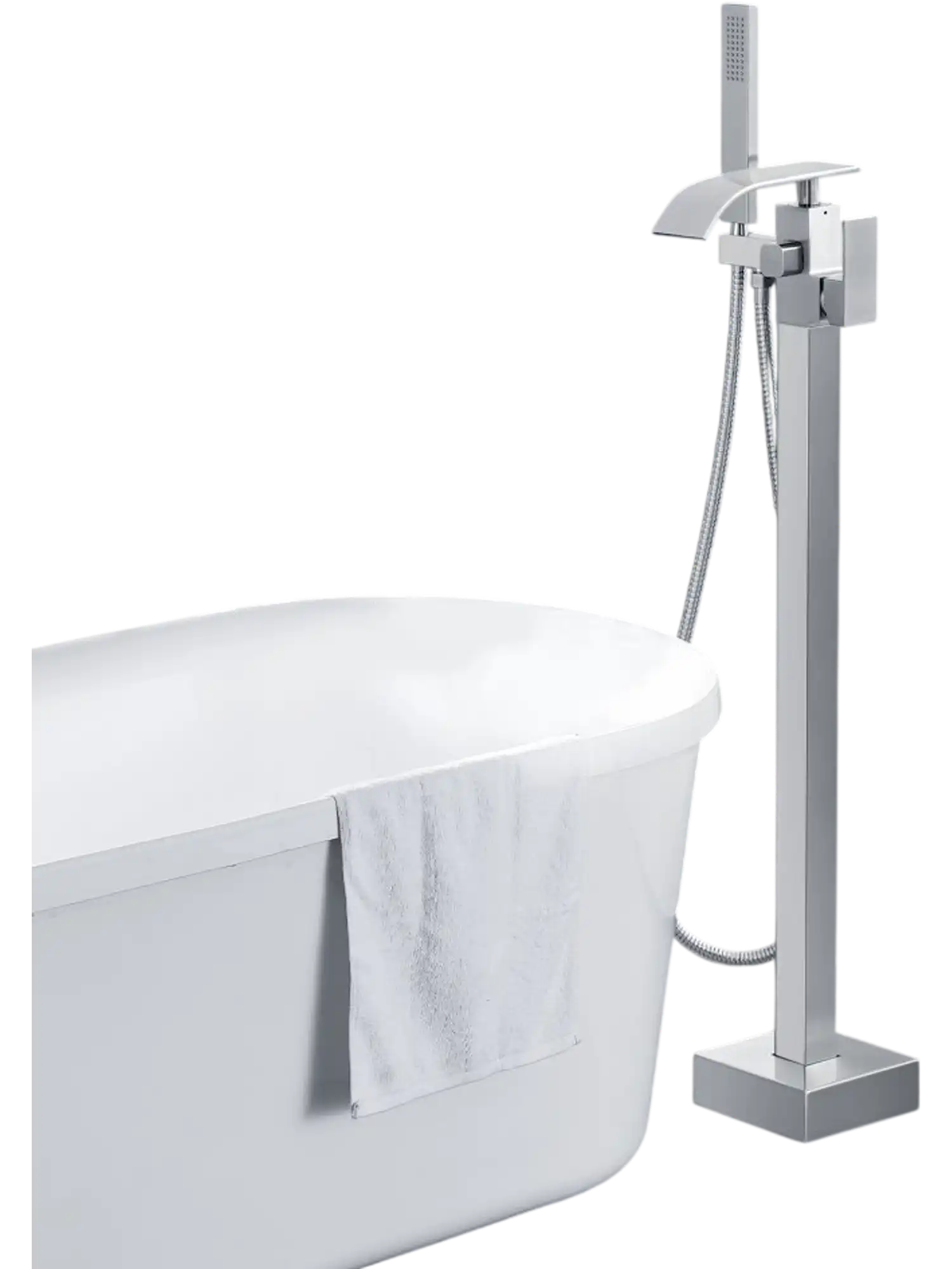 Vevor Bathtub Faucet Freestanding Floor Mount Tub Filler with Handheld Shower New