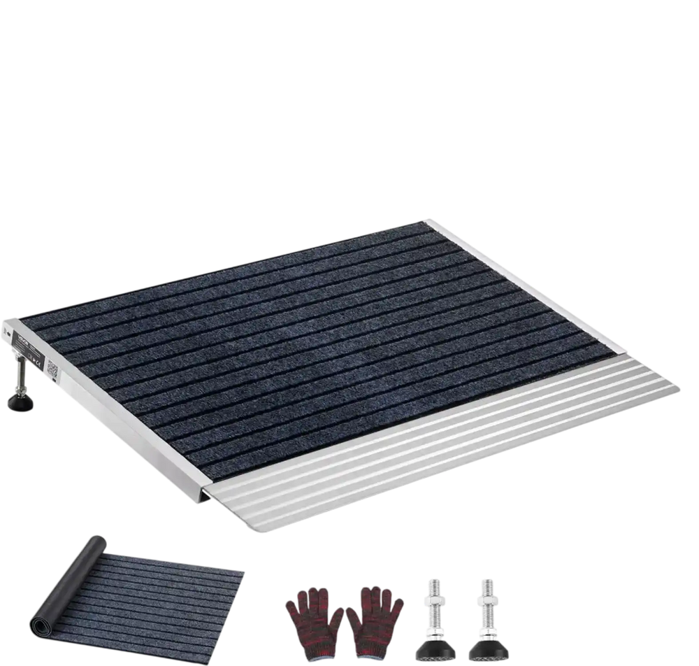 VEVOR Threshold Ramp for Doorways, 24 x 35.8 in, Platform Aluminum Wheelchair Ramp with Adjustable Height, Non-Slip Door Threshold Ramps, 800 lbs Load Capacity, for Home Steps, Wheelchairs, Walkers