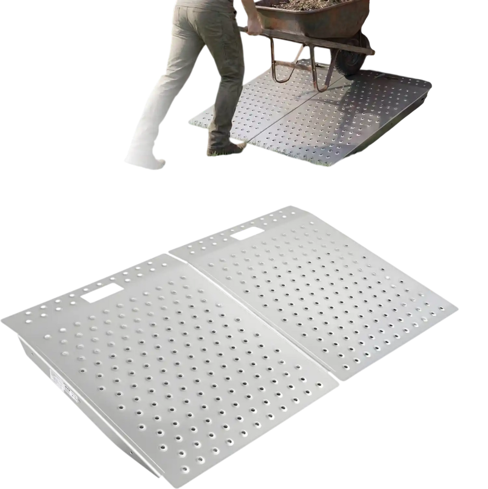 VEVOR Threshold Ramp for Doorways, 29.5 x 24.3 in, Platform Aluminum Wheelchair Ramp, Non-Slip Door Threshold Ramps, 750 lbs Load Capacity, for Home Steps, Curbs, Wheelchairs, Walkers, Scooter, Carts