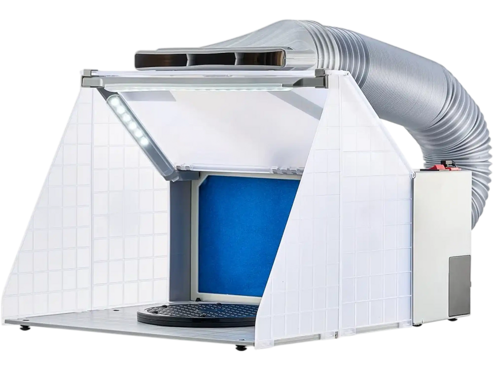 VEVOR Airbrush Spray Booth, Portable Hobby Airbrush Paint Spray Booth Kit with LED Lights, Exhaust Fan and Exhaust Extension Hose, Airbrush Paint Booth for Painting Models, Arts, Crafts, Cakes