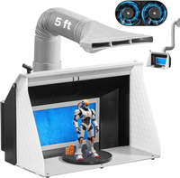VEVOR Airbrush Spray Booth, Dual Fans, 21.5 x 18.7 x 14.6 in, Portable Hobby Airbrush Paint Spray Booth Kit with 3 LED Lights and Exhaust Extension Hose, for Painting Models, Arts, Crafts, Cakes