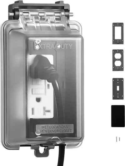 VEVOR Outdoor Outlet Cover, 1-Gang Weatherproof Electrical Outlet Cover with Lockable Design, High-Strength PC Material, 6-in-1 Outside Receptacle Socket, Horizontal/Vertical for Easy Installation