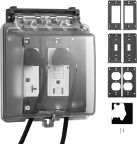 VEVOR Outdoor Outlet Cover, 2-Gang Weatherproof Electrical Outlet Cover with Lockable Design, High-Strength PC Material, 12-in-1 Outside Receptacle Socket, Horizontal/Vertical for Easy Installation