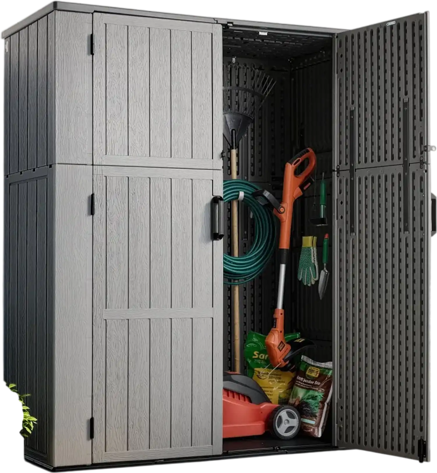 Vevor Outdoor Storage Shed 59 Cu. Ft. Vertical Resin Cabinet Gray New