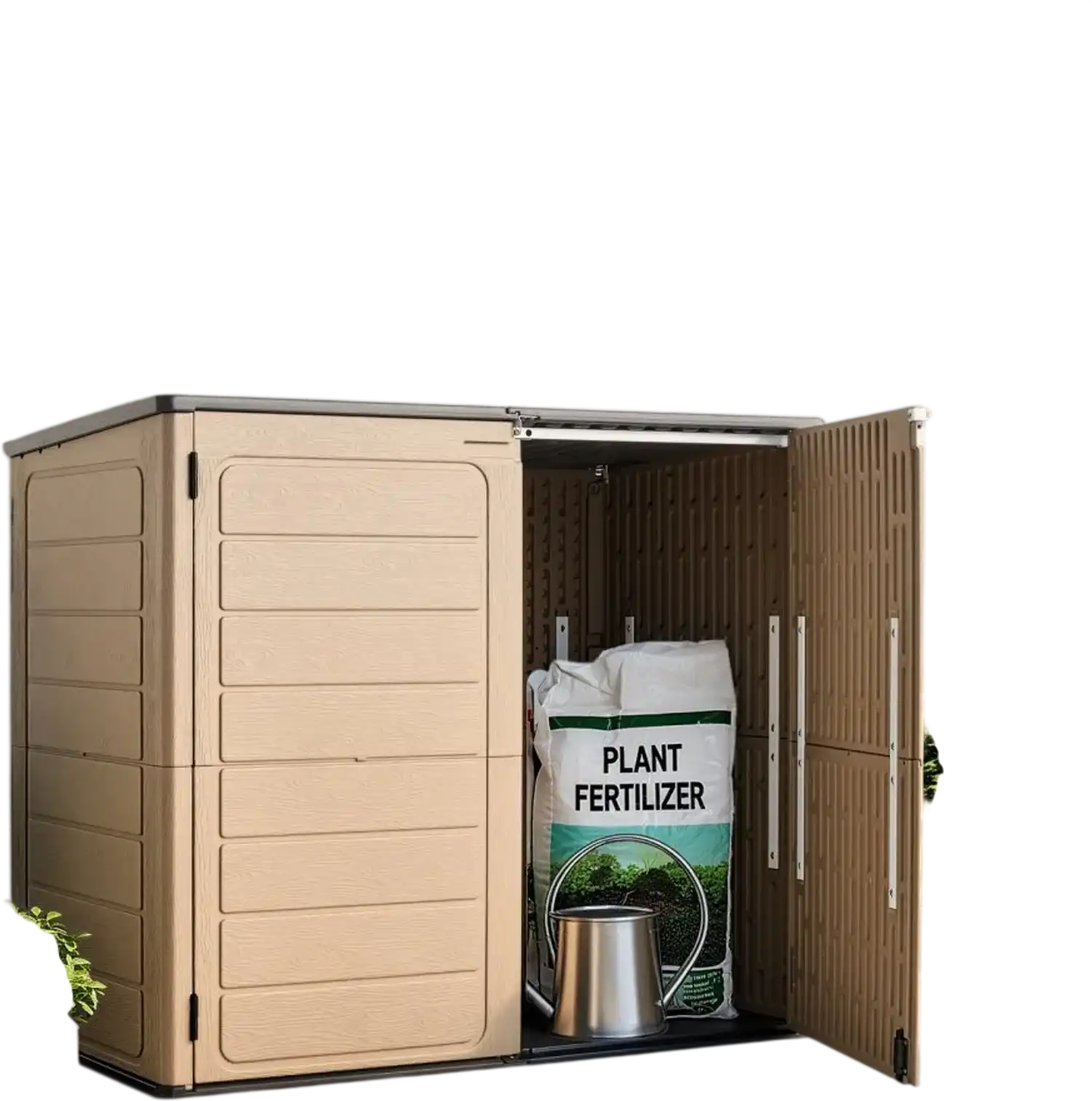 Vevor Outdoor Storage Shed 48 Cu Ft Horizontal Resin Cabinet Brown New