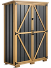 VEVOR Outdoor Storage Shed, 46.06" x 62.99" Wood & Metal Garden Tool Shed with Lockable Doors & Sloped Roof, Waterproof Outside Storage Cabinet with Shelves/Floor for Backyard Patio Lawn, Black/Brown