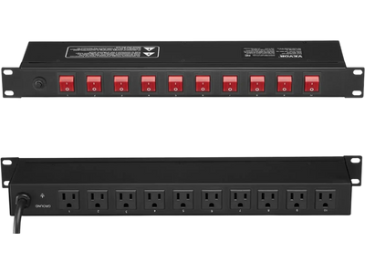 VEVOR 1U PDU, 10 Outlets, Rack Mount Power Strip Fits Standard 19