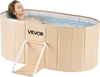 VEVOR Portable Foldable Bathtub 47.2"x23.6"x19.7" Soaking for Adults Beige, for Bathroom Shower Stall, 5-Layer Insulation, Space Saving, Family Hot SPA Ice Bath Tub with 2 Drain Ports, Indoor Outdoor