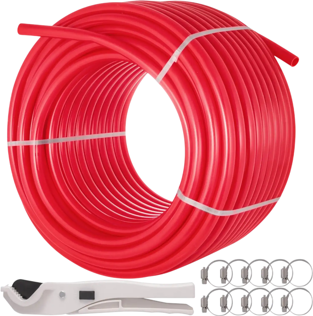 VEVOR 5/8 Inch x 500Ft PEX Tubing Oxygen Barrier O2 EVOH Pex-B Red Radiant Floor Heat Durable Plumbing Flexible for Residential Commercial Radiant Floor Heating Pex Pipe