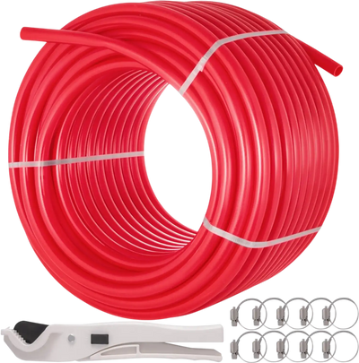 VEVOR 5/8 Inch x 500Ft PEX Tubing Oxygen Barrier O2 EVOH Pex-B Red Radiant Floor Heat Durable Plumbing Flexible for Residential Commercial Radiant Floor Heating Pex Pipe