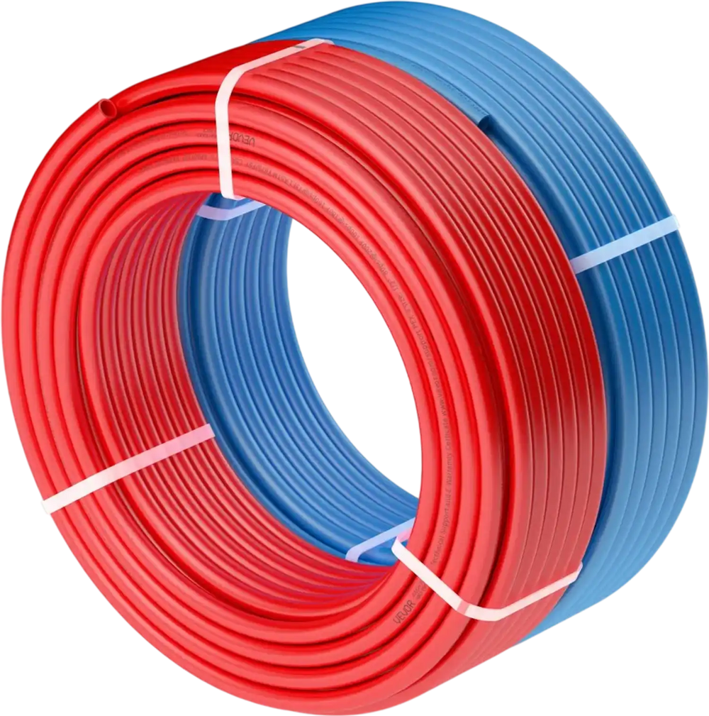 VEVOR PEX Pipe 1/2 Inch, 2 x 100 Feet Length PEX-A Flexible Pipe Tubing for Potable Water, Pex Water Lines for Hot/Cold Water & Easily Restore, Plumbing Applications with Free Cutter, Blue & Red