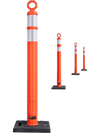 VEVOR Traffic Cones Delineator Posts, 42 Inch 12-Pack Orange Safety Post Cones with 11.8" x 11.8" Weighted Base & Reflective Strips for Parking Lots, Traffic Control, Road Safety, Construction Zones