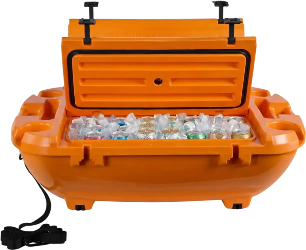 VEVOR Floating Cooler, 40 QT Floating Ice Chest with Dry Storage & Tow Rope, Premium LLDPE Amphibious Drink Cooler for Water & Land, Cruise Smoothly Stable on Lake, River, Pool, Beach, Kayak, Orange