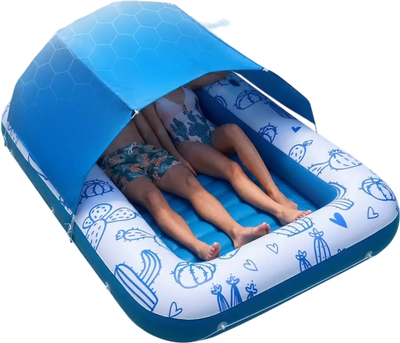 VEVOR Inflatable Pool Float with UPF 50+ Canopy, 82