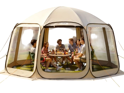 VEVOR Screen House Tent, 15 x 13.8 ft, 12-15 Person Pop Up Screen Tent, Portable Screened in Canopy with Carry Bag, Netting Sides, Ground Stakes, for Garden, Patio, Backyard, Outdoor Activities, Beige