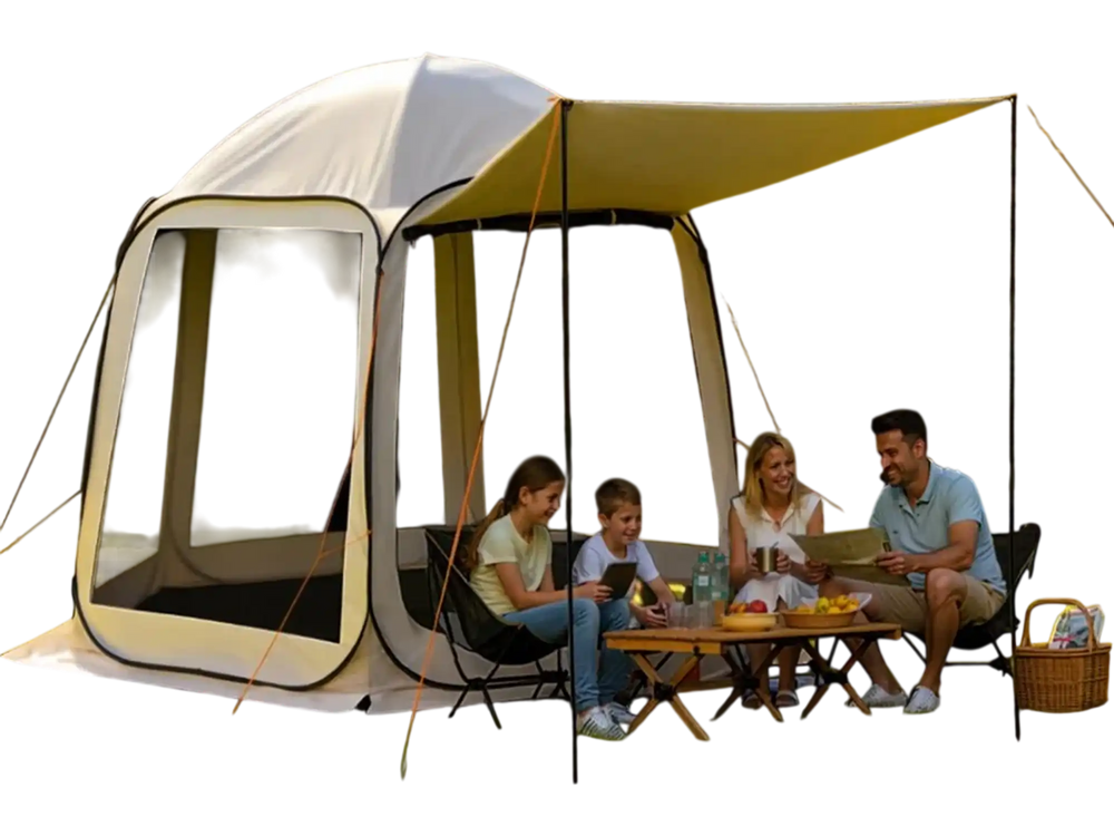 VEVOR Screen House Tent, 10 x 9.2 ft, 4-8 Person Pop Up Screen Tent with Extended Awning, Portable Screened in Canopy with Carry Bag, Netting Sides, for Patio, Backyard, and Outdoor Activities, Beige