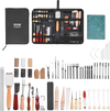 VEVOR Leather Working Tools Kit, 59 PCS Leather Craft Tools with Portable Canvas Storage Bag, Engraving Punching Sewing Stamping Sanding Tools, Ideal for Beginners DIY Enthusiasts and Professionals