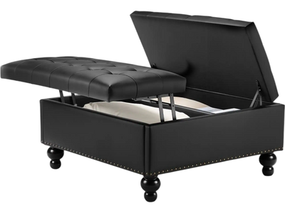 Vevor Ottoman Leather Square Storage Lift-Top Coffee Table 34