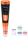 VEVOR pH Meter, Accurate pH/EC (Conductivity)/TDS (ppm) Multi-Parameter Measurement, IP68 Waterproof Probe, Pocket Tester Kit with Calibration Powder Packets, VA Display, for Water Quality Testing