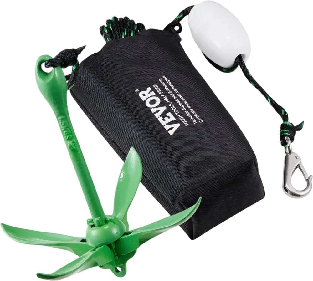 VEVOR Kayak Anchor Kit, 3.5 lb Paddle Board Anchor Kit with 26.2 ft/8 m Rope and Buoy, Folding Small Boat Anchor with Storage Bag and Snap Hook, Kayak Accessories for Kayaks, Small Boats, Canoes