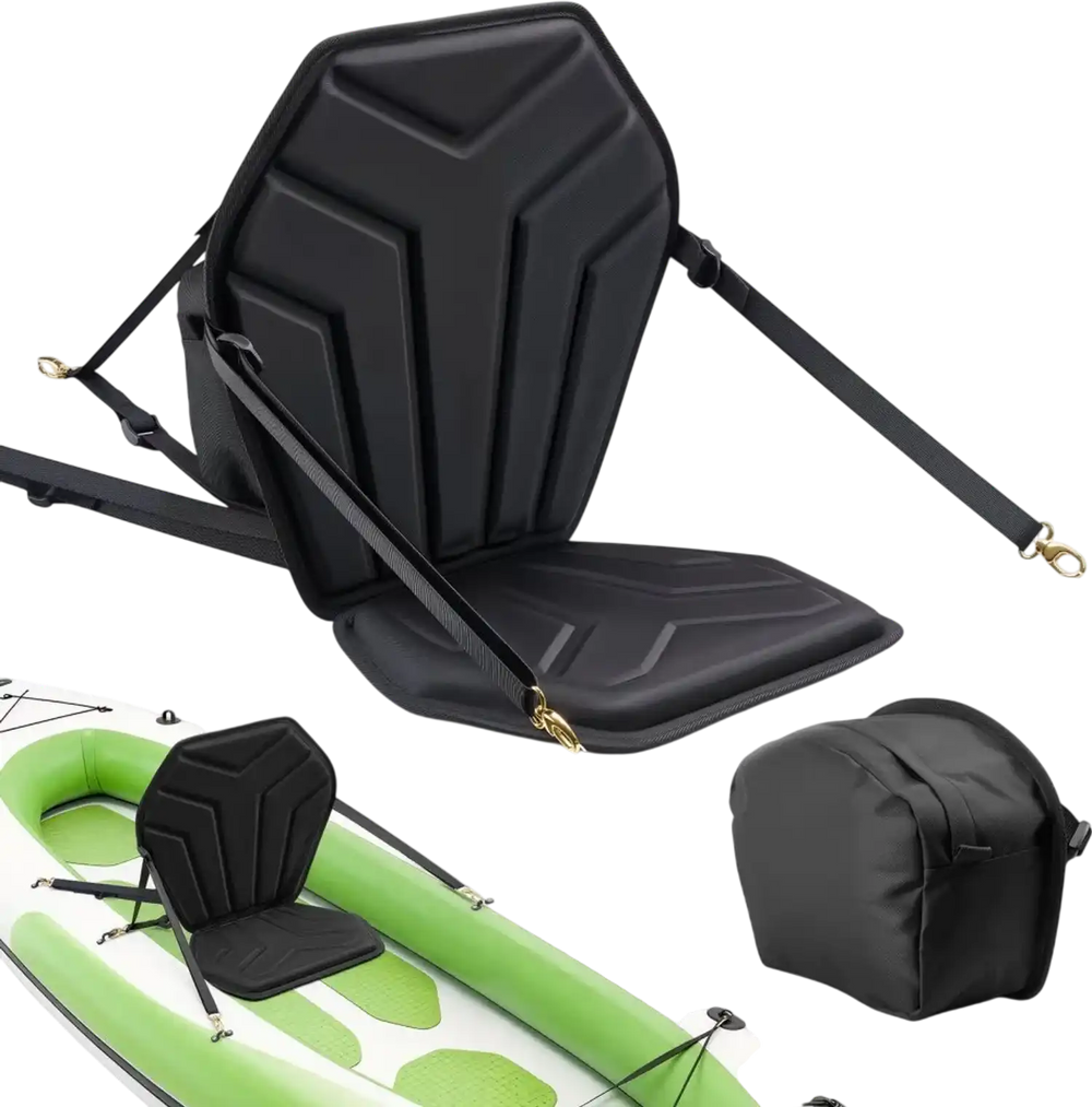 VEVOR Kayak Seat, 1 Pack 1" Thick, Universal Paddle Board Seat with Back Support, Hexagonal Sit-on-Top Soft Padded Cushion with Storage Bag & Adjustable Straps for SUP, Fishing Boat, Inflatable Kayak